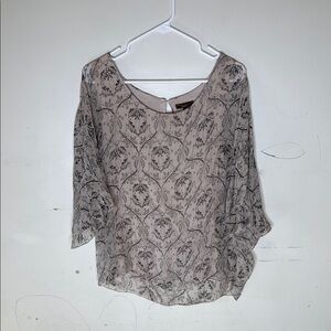 Piazza Roma Women's Beige Patterned Silk Poncho Like Top Size Small